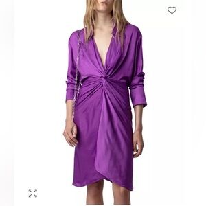 Zadig & Voltaire Rozo Twist Front Satin Dress NWT